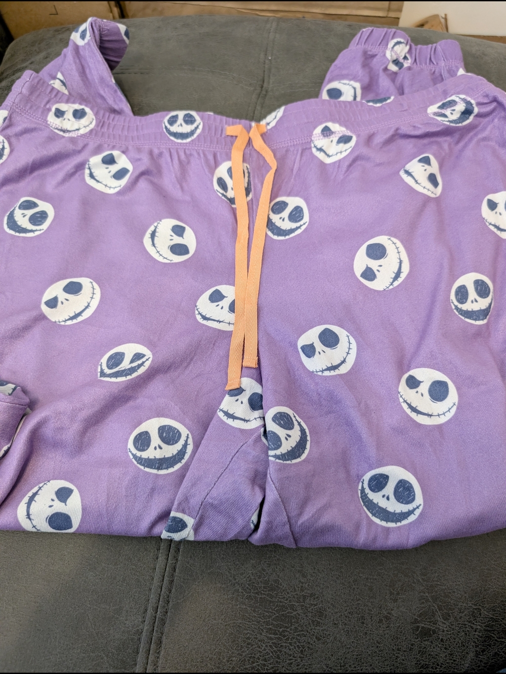 Women's Purple Jack Skeleton-Print Pajama Set with Orange Accents - Picture 2 of 6